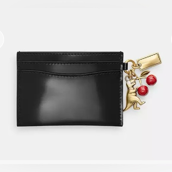 COACH Essential Card Case In Black Spazzolato Leather With CHARMS BNWT - Picture 5 of 5